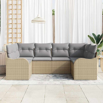 Havesofa Sæt 6 stk. Beige polyrattan