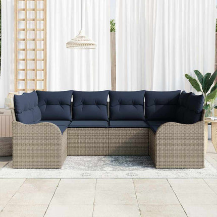 Sofa Sæt 6 stk. Grå [Syntetisk]: Poly Rattan
