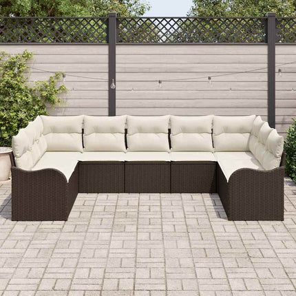 Havesofa Sæt 9 stk. Brun polyrattan