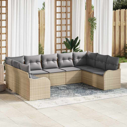 Havesofa Sæt 9 stk. Beige polyrattan