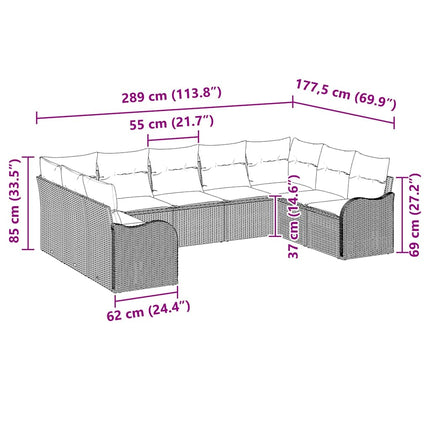 Havesofa Sæt Sort polyrattan