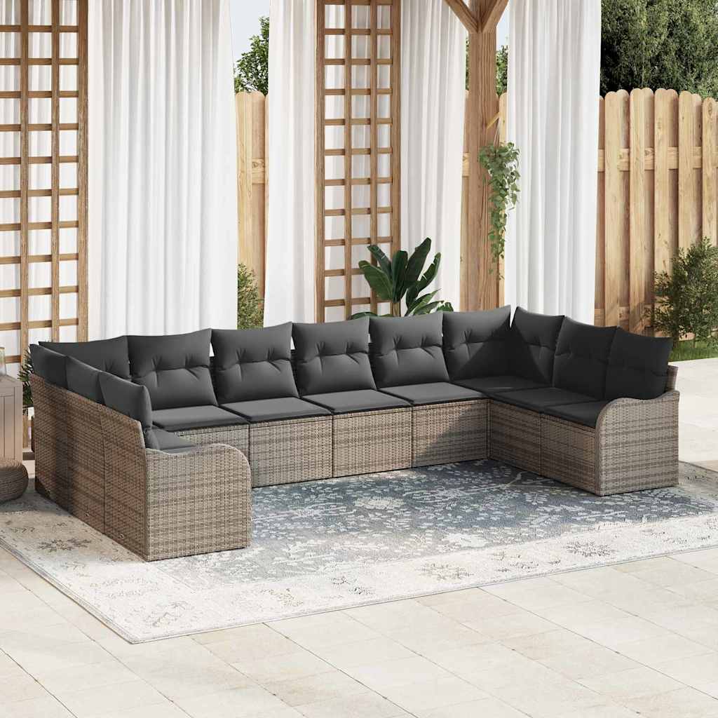 Havesofa Sæt Grå 344 x 177,5 x 85 cm polyrattan