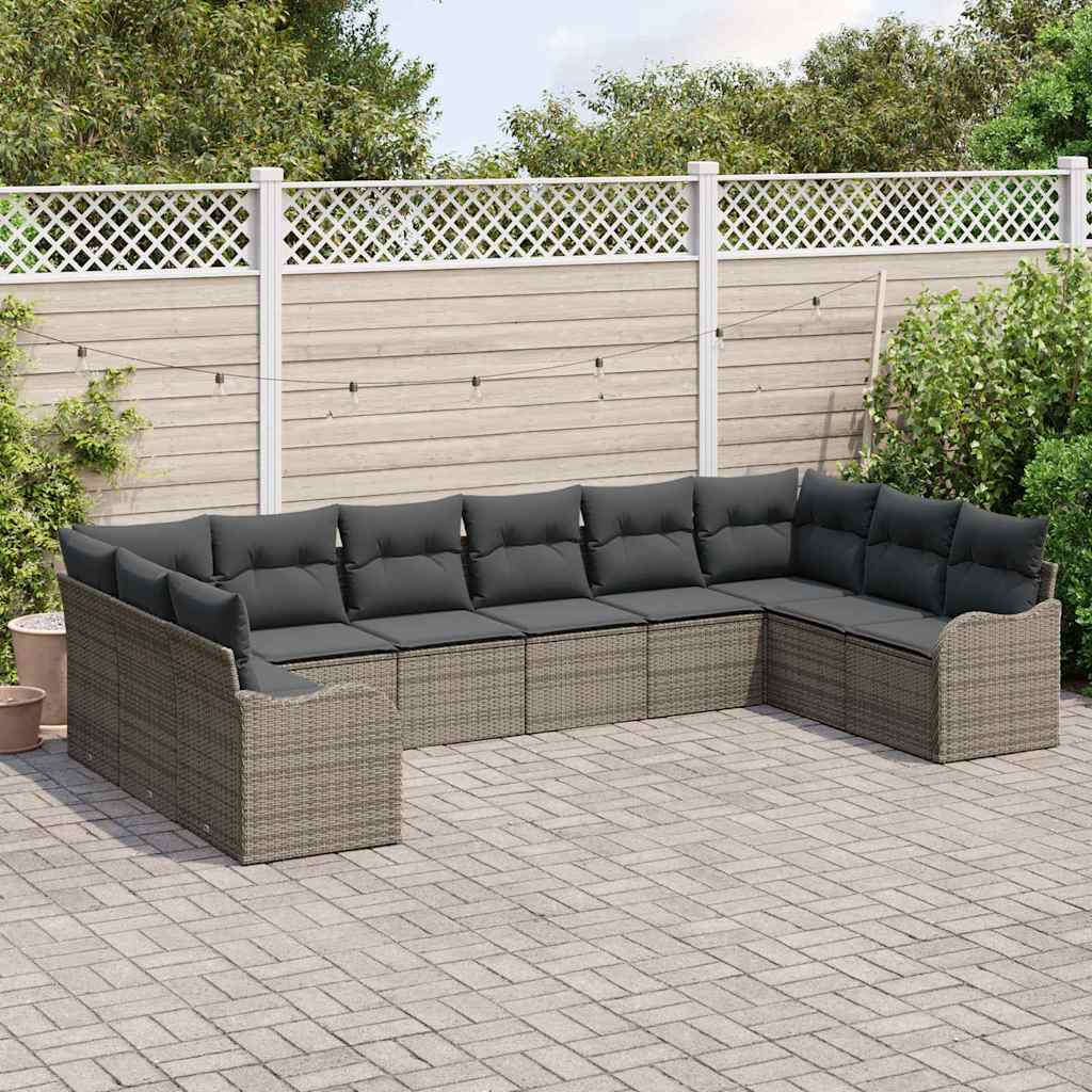Havesofa Sæt Grå 344 x 177,5 x 85 cm polyrattan