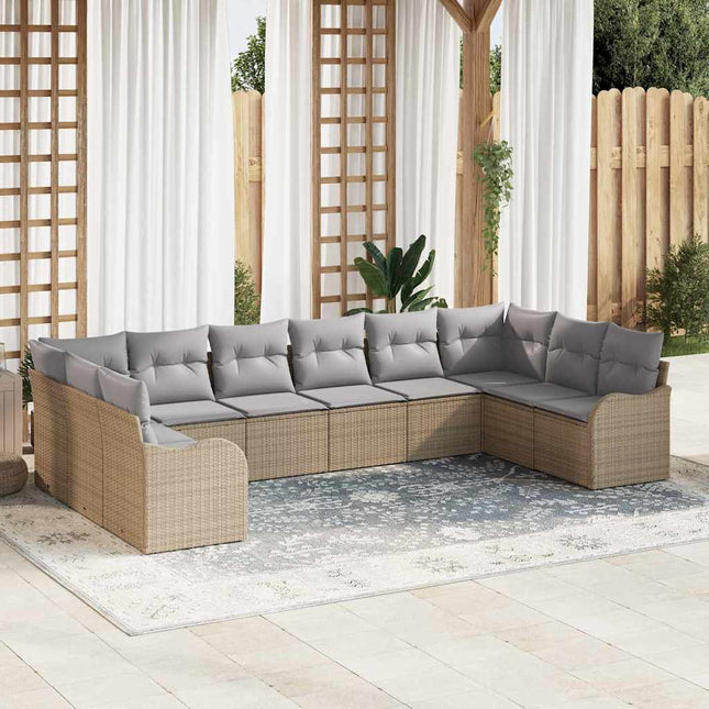 Havesofa Sæt Beige 344 x 177,5 x 85 cm polyrattan