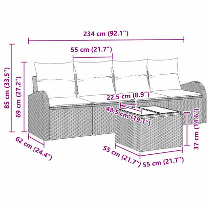 Havesofa Sæt Grå 55 x 55 x 37 cm polyrattan