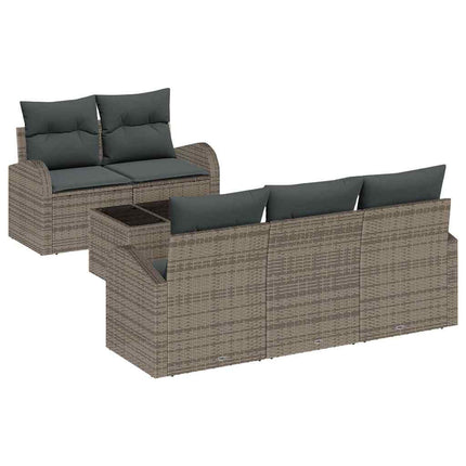 Havesofa Sæt 6 stk. Grå polyrattan
