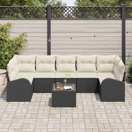 Havesofa Sæt 8 stk. Sort polyrattan