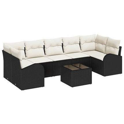 Havesofa Sæt 8 stk. Sort polyrattan