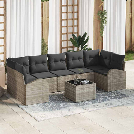 Havesofa Sæt 8 stk. Lysegrå polyrattan