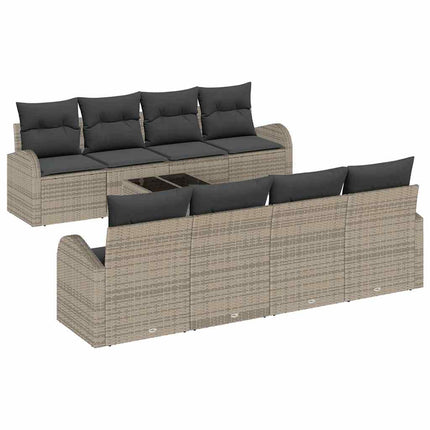 Havesofa Sæt 9 stk. Grå polyrattan