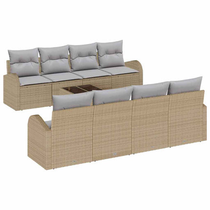 Havesofa Sæt 9 stk. Beige polyrattan