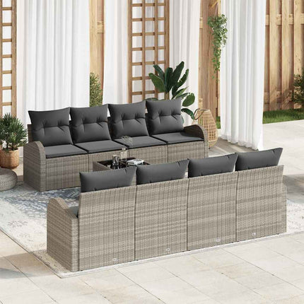 Havesofa Sæt 9 stk. Lysegrå polyrattan