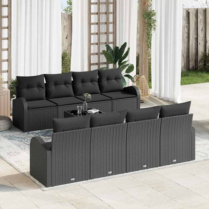 Havesofa Sæt 9 stk. Sort polyrattan