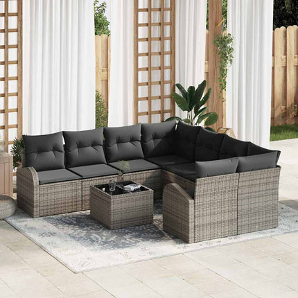 Havesofa Sæt 9 stk. Grå polyrattan
