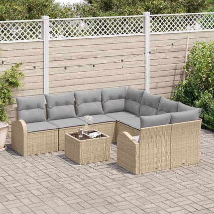 Havesofa Sæt 9 stk. Beige polyrattan