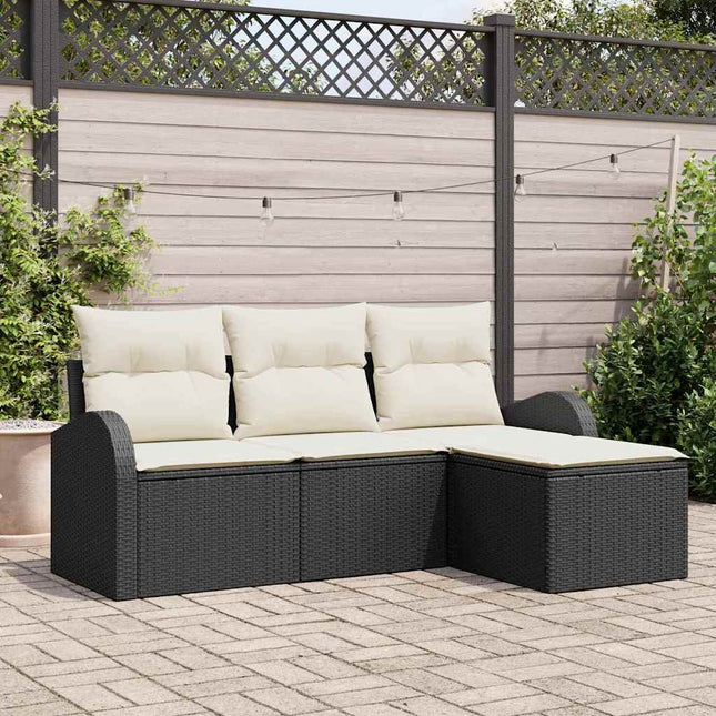 Havesofa Sæt Sort polyrattan