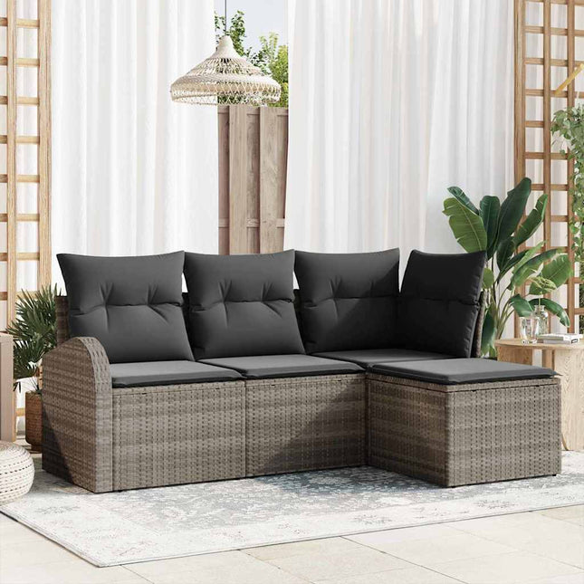 Havesofa Sæt Grå polyrattan
