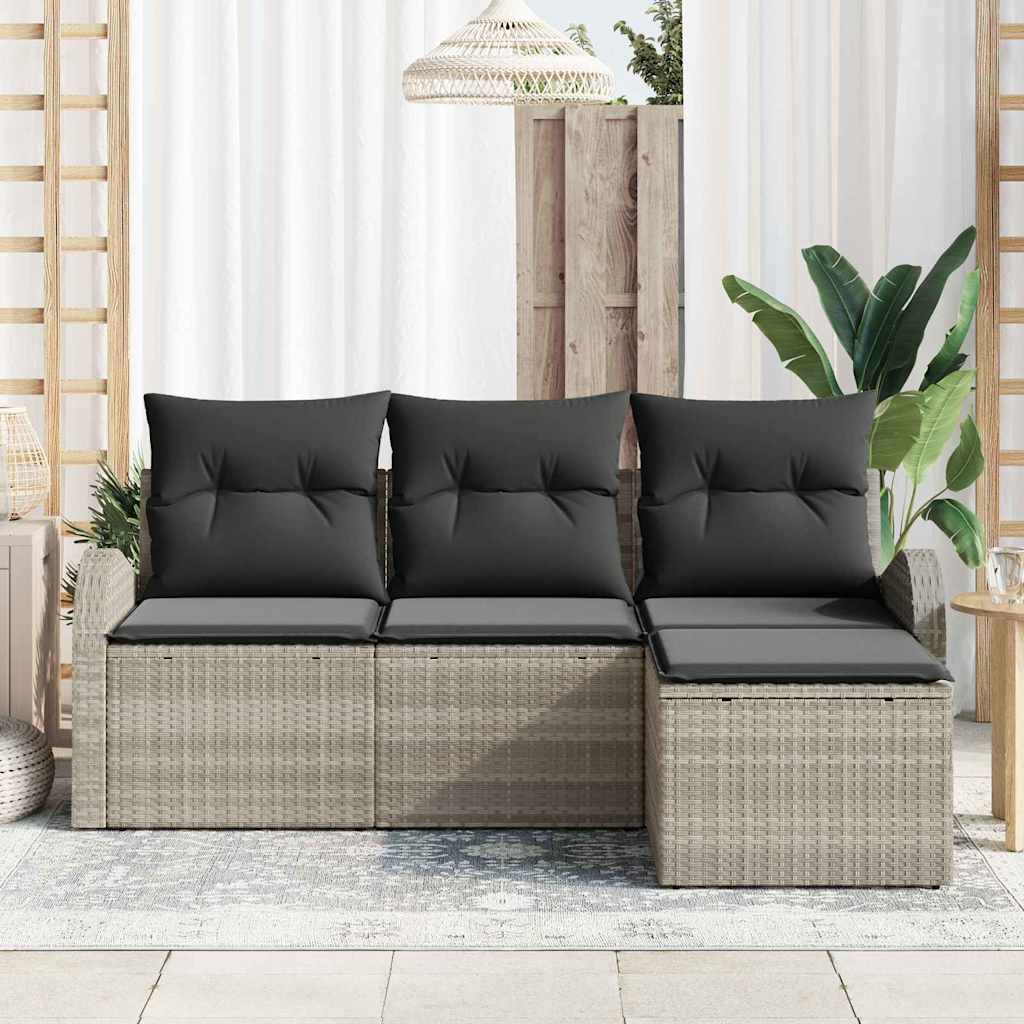 Havesofa Sæt Lysegrå polyrattan
