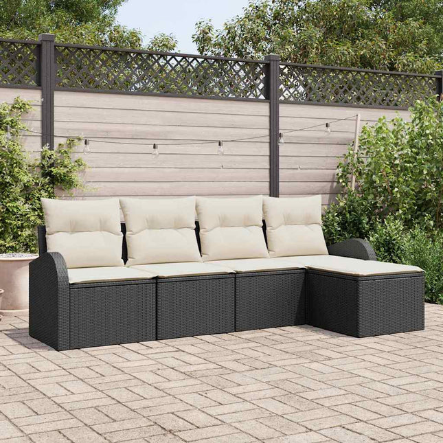 Havesofa Sæt 5 pcs Sort polyrattan