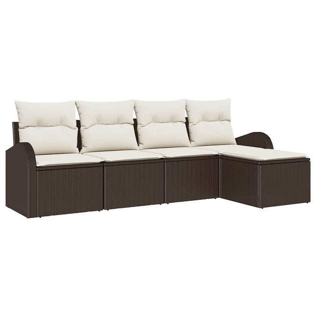 Havesofa Sæt 5 pcs Brun polyrattan
