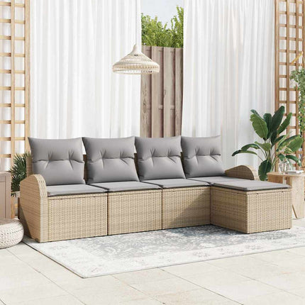 Havesofa Sæt 5 pcs Beige polyrattan