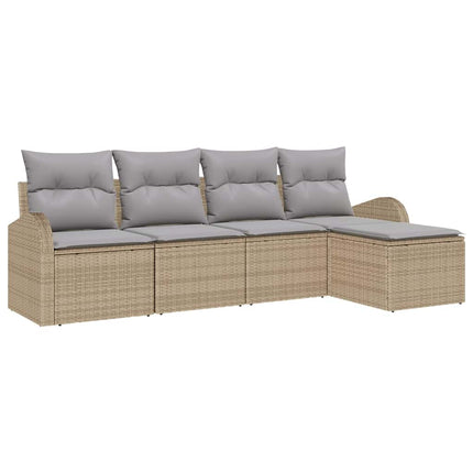 Havesofa Sæt 5 pcs Beige polyrattan