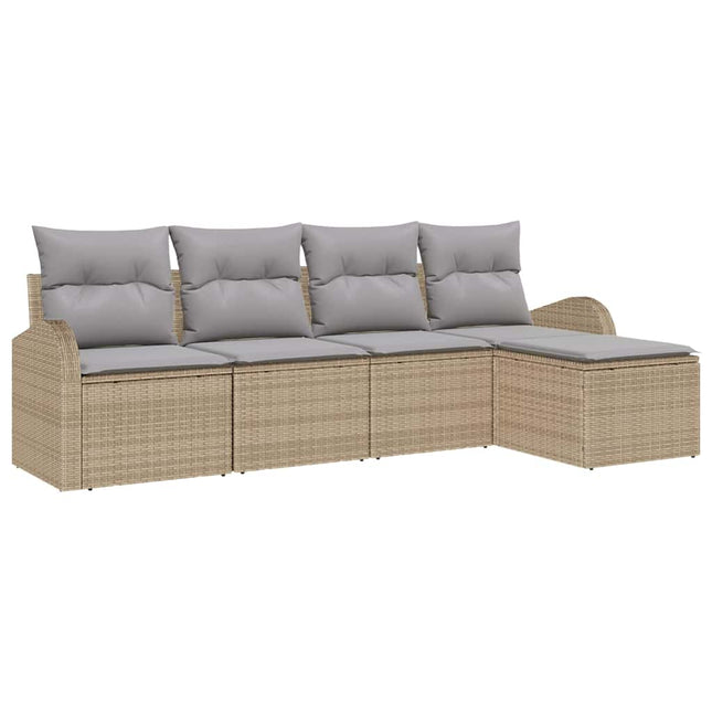 Havesofa Sæt 5 pcs Beige polyrattan