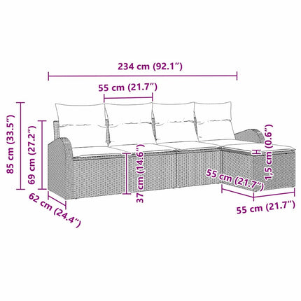 Havesofa Sæt 5 pcs Beige polyrattan