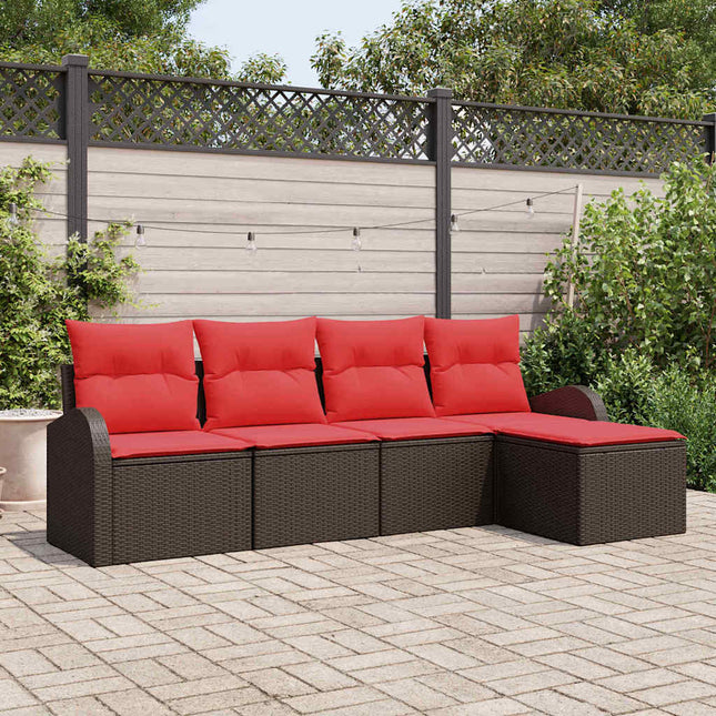 Havesofa Sæt 5 pcs Brun polyrattan
