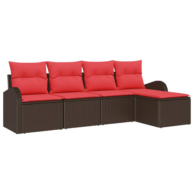 Havesofa Sæt 5 pcs Brun polyrattan