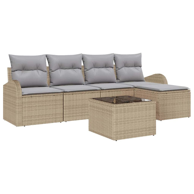 Havesofa Sæt 6 pcs Beige polyrattan