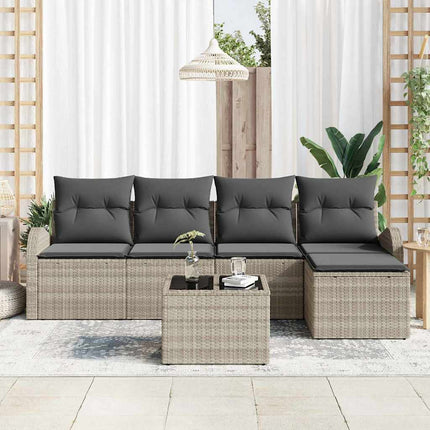 Havesofa Sæt 6 pcs Lysegrå polyrattan