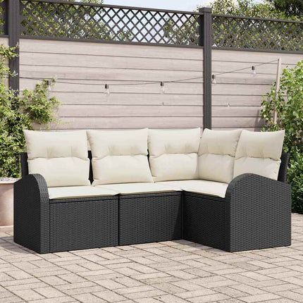 Havesofa Sæt 4 stk. Sort polyrattan