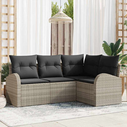 Havesofa Sæt 4 pcs Lysegrå polyrattan