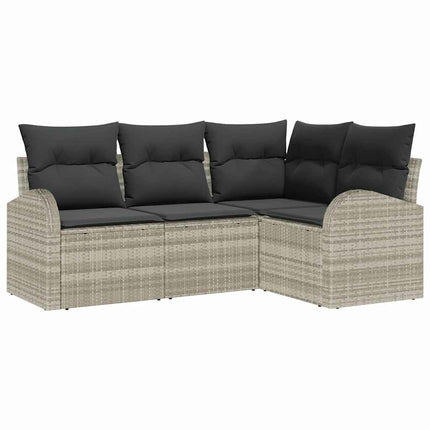 Havesofa Sæt 4 pcs Lysegrå polyrattan