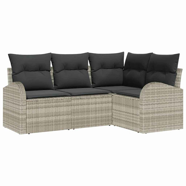 Havesofa Sæt 4 pcs Lysegrå polyrattan