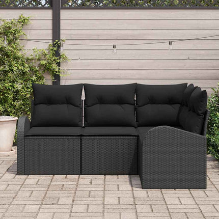 Havesofa Sæt 4 pcs Sort polyrattan