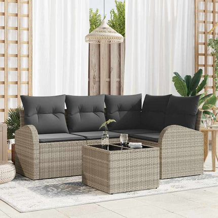 Havesofa Sæt 5 pcs Lysegrå polyrattan
