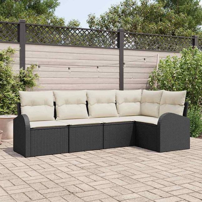 Sofa Sæt 5 stk. Sort Polyester