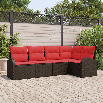 Havesofa Sæt 5 pcs Brun polyrattan