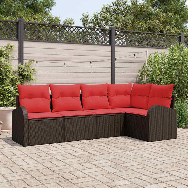 Havesofa Sæt 5 pcs Brun polyrattan