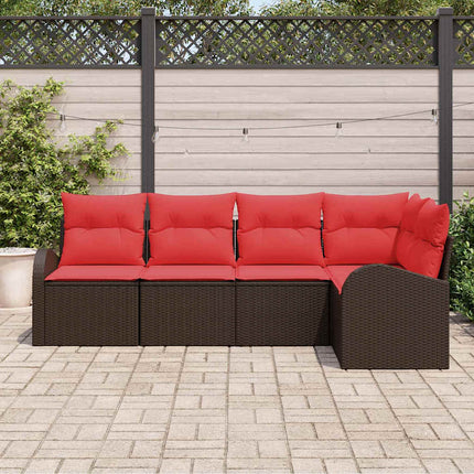 Havesofa Sæt 5 pcs Brun polyrattan