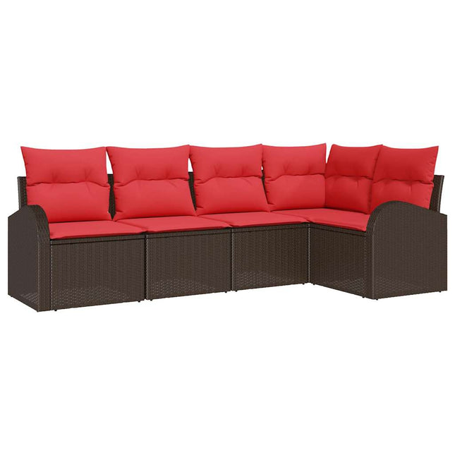 Havesofa Sæt 5 pcs Brun polyrattan