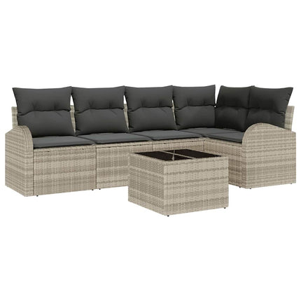 Sofa Sæt med pude 6 pcs Lysegrå Polyester