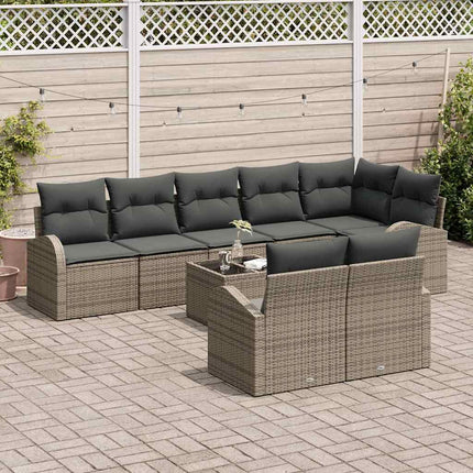 Havesofa Sæt 9 stk. 8-Antal sæder Grå polyrattan