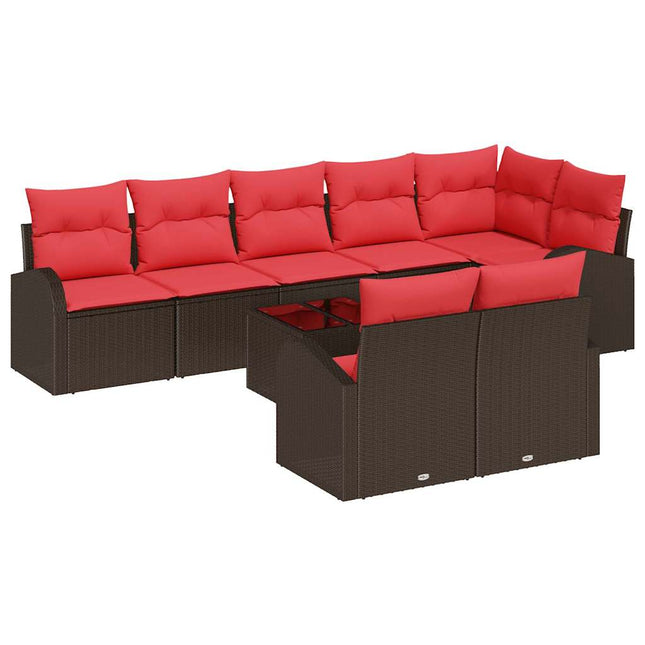 Havesofa Sæt 9 pcs Brun polyrattan