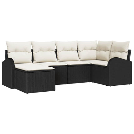 Havesofa Sæt 6 stk. Sort polyrattan