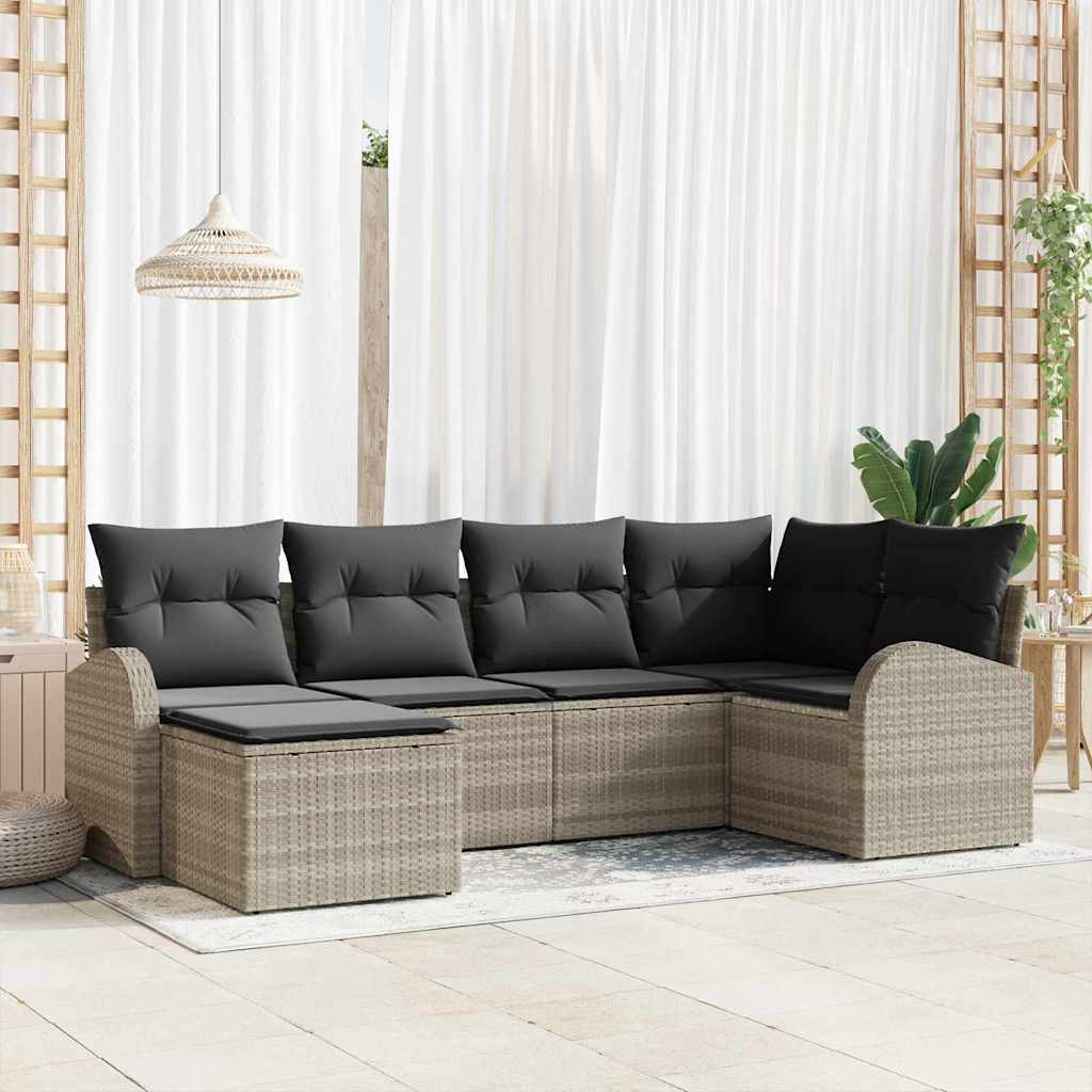 Havesofa Sæt Lysegrå polyrattan