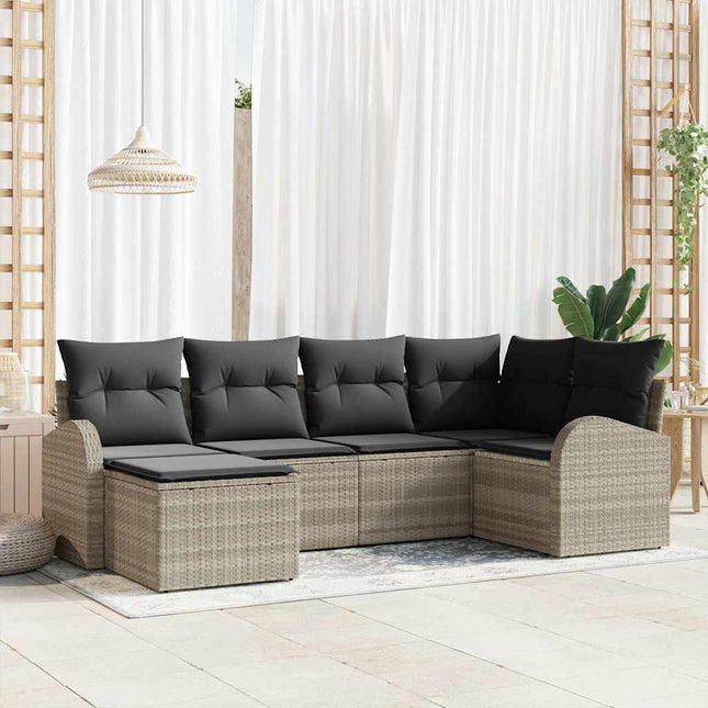 Havesofa Sæt Lysegrå polyrattan