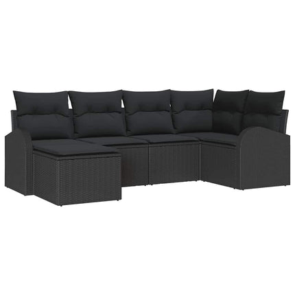 Havesofa Sæt 6 pcs Sort polyrattan